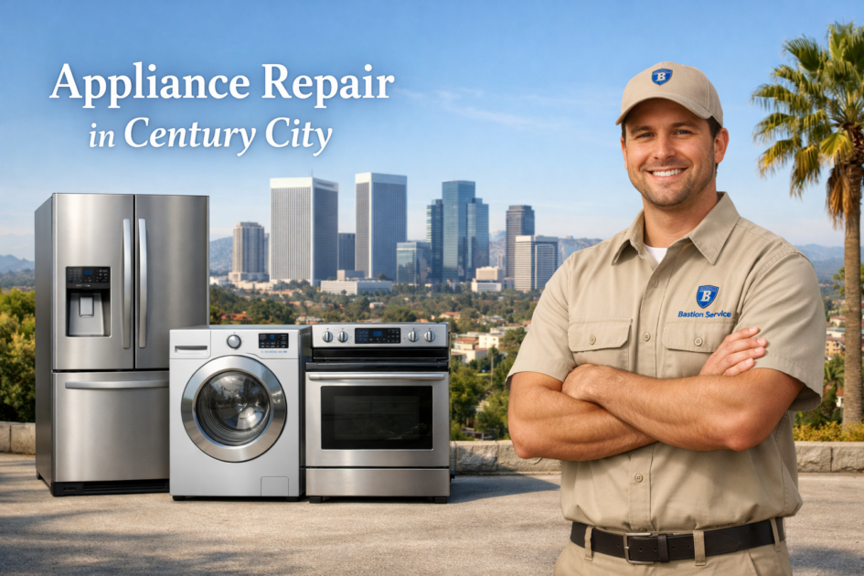 Appliance repair technician with household appliances in Century City