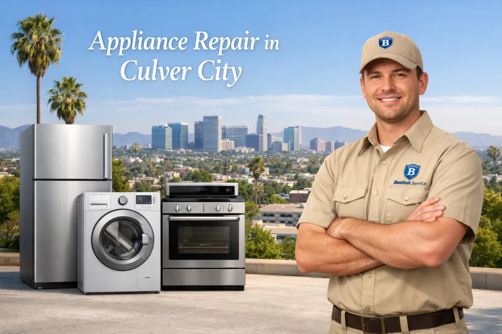 Appliance repair technician with household appliances in Culver City