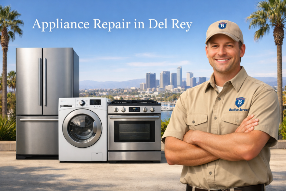Appliance Repair in Del Rey Appliance repair technician with household appliances in Del Rey