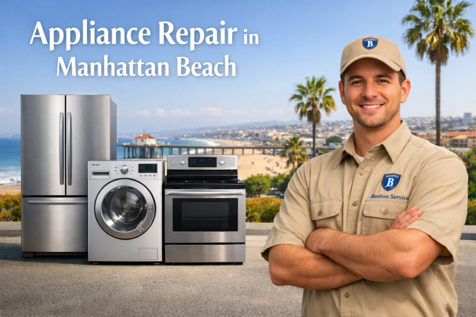 Appliance Repair in Manhattan Beach Appliance repair technician with household appliances in Manhattan Beach