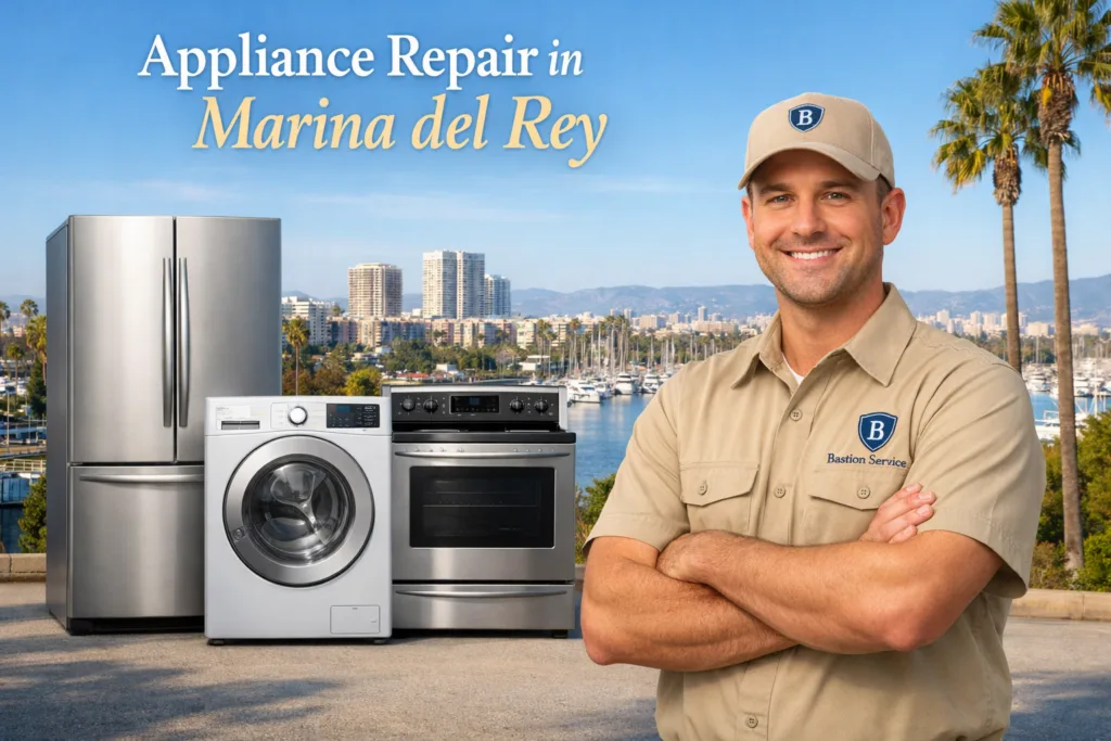 Appliance repair technician with household appliances in Marina del Rey