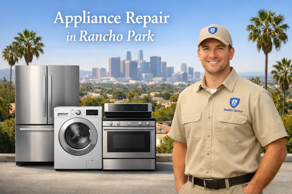 Appliance repair technician with household appliances in Rancho Park