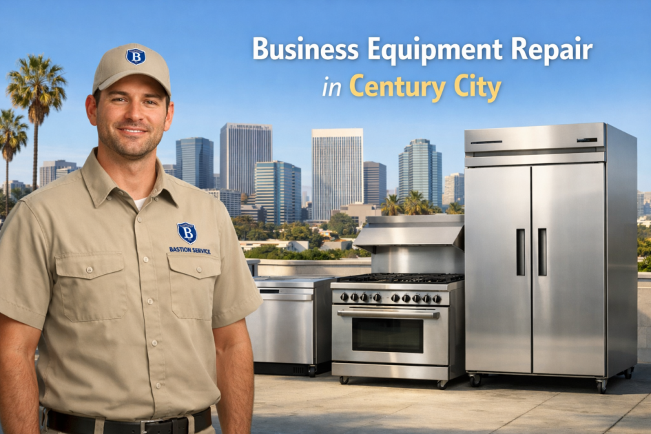 Business equipment repair technician with equipment in Century City