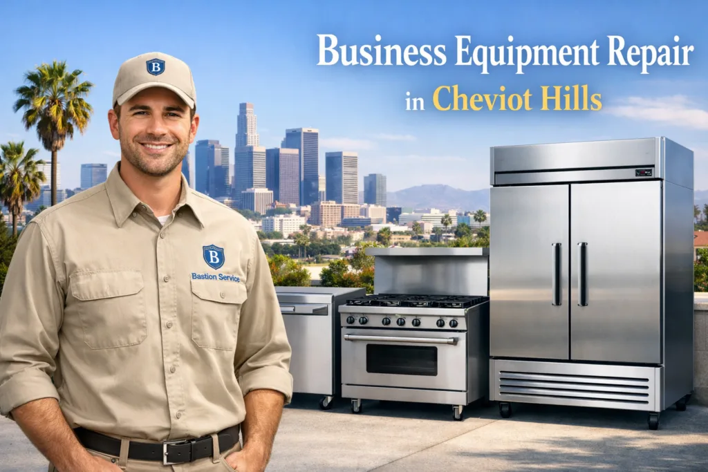 Business equipment repair technician with equipment in Cheviot Hills