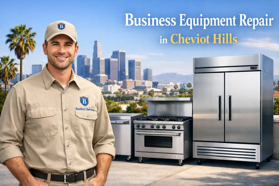 Business equipment repair technician with equipment in Cheviot Hills