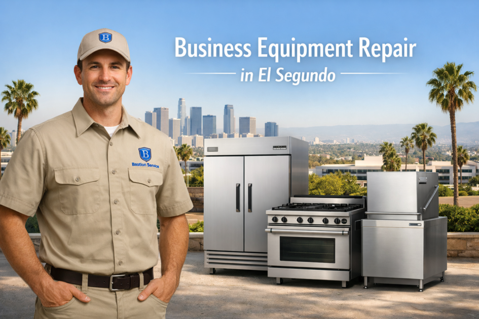 Business equipment repair technician with equipment in El Segundo