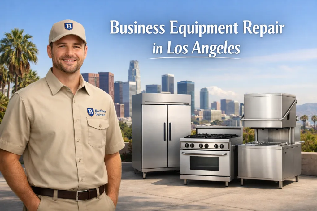 Business equipment repair technician with equipment in Los Angeles