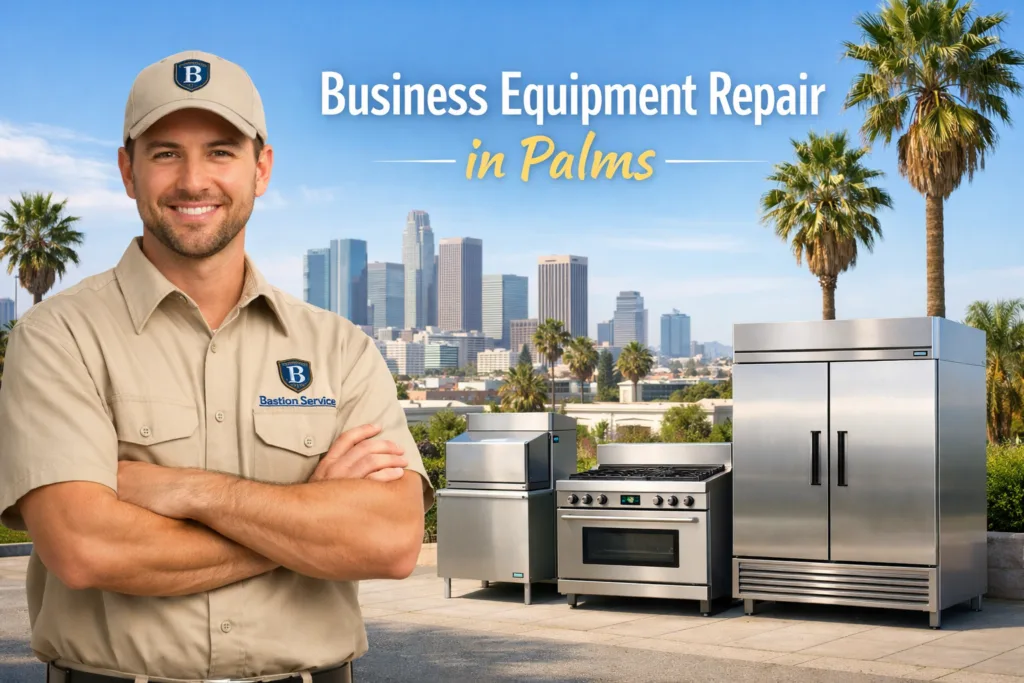 Business equipment repair technician with equipment in Palms