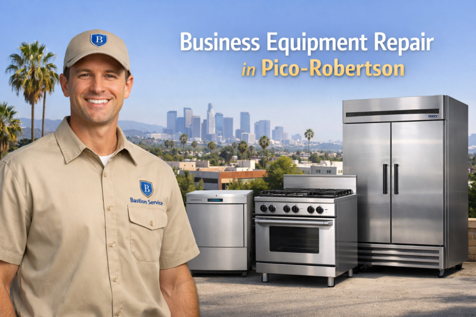 Business equipment repair technician with equipment in Pico-Robertson