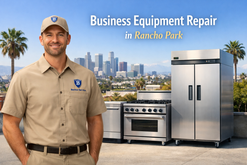 Business equipment repair technician with equipment in Rancho Park