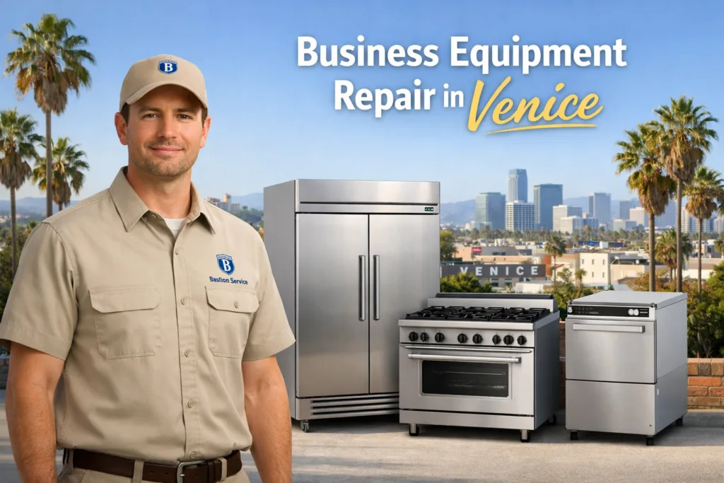 Business equipment repair technician with equipment in Venice